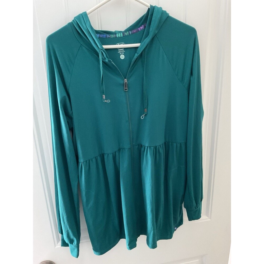 NWOT LUG Shimmy Brushed Jersey Full Zip Hooded Jacket Size Medium Teal